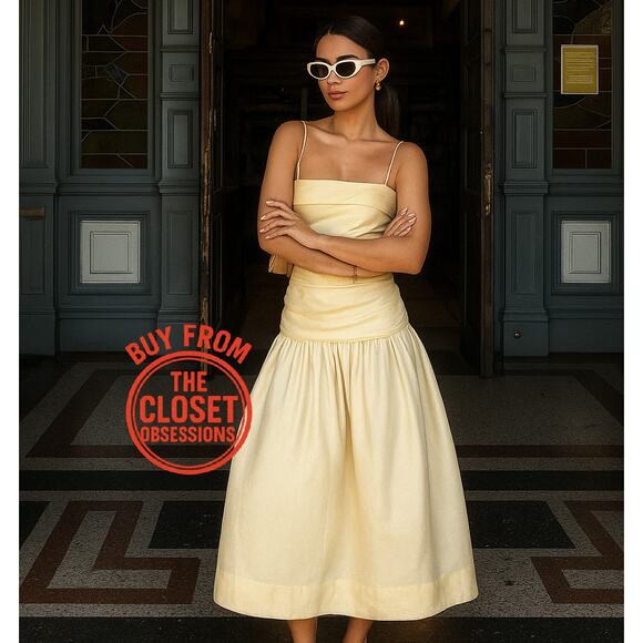 ZARA Blogger Fave Ruched Taupe Midi Dress NWT π€ - Picture 4 of 16